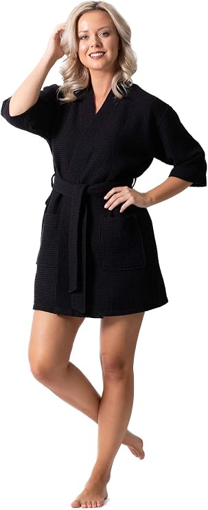 Robe Direct Lightweight Waffle Weave Bath, Spa & Bridesmaids Kimono Short Robes
