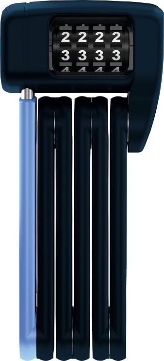 ABUS Bordo Lite 6055C Folding Lock with Combination Code Extra Light Combination Lock Made of Special Steel ABUS Security Level 7 60 cm Black/Blue Special Steel Mini Lock Security Level 7 60cm 460g 4 Digit Code