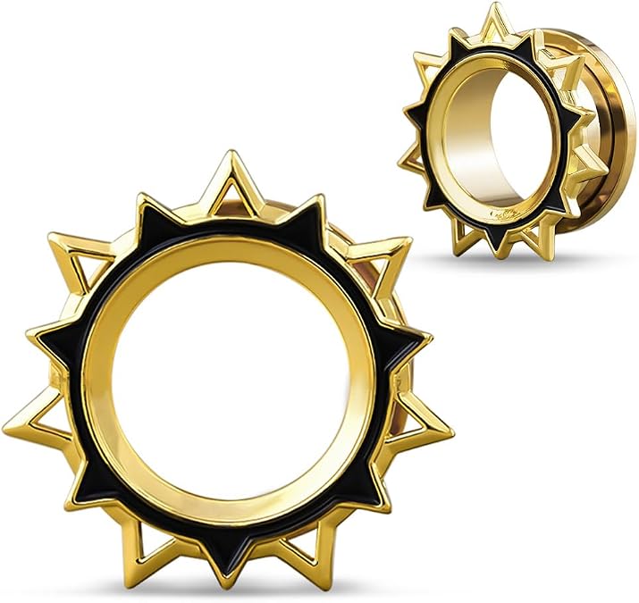 COOEAR Screw Back Stainless Steel Ear Tunnel and Plug Gauges for Earrings, Simple Design Piercing Expander Stretchers