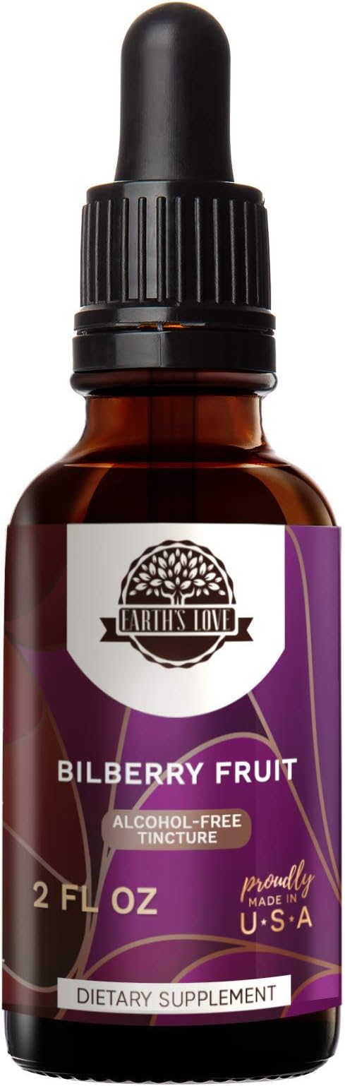 HerbEra Earth's Love - Bilberry Fruit Alcohol-Free Herbal Extract Tincture, Super-Concentrated Bilberry (Vaccinium Myrtillus) Dried Fruit (2 Fl Oz)
