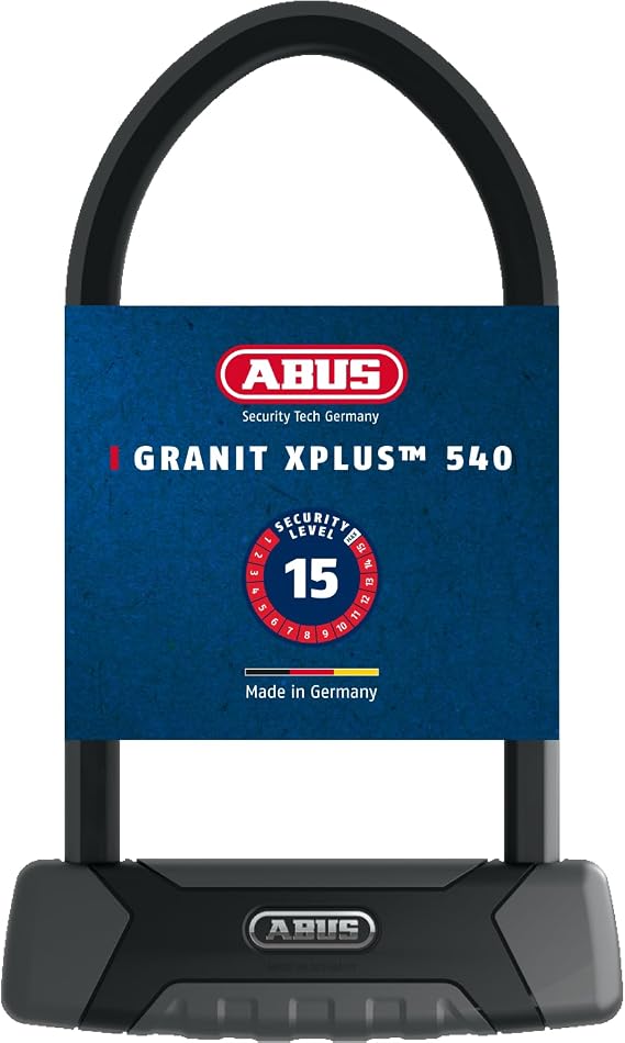 ABUS Granit XPlus 540 U-Lock - Bicycle Lock with XPlus Cylinder - ABUS Security Level 15 - Black/Grey