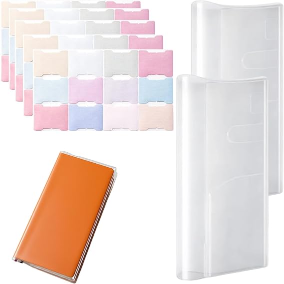 2 PCS Fits Hobonichi Weeks Cover, PVC Clear Cover Fits Hobonichi Weeks with 5 PCS Sticky Label Tabs, 8.2x7.8 Inch Frosted Planner Covers Waterproof Dust-Proof, Pocket Planner Protective Sleeve