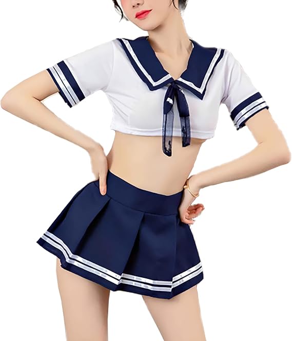 School Girl Outfit Cosplay Lingerie Set for Women Mini Sailor Outfits Halloween Costume