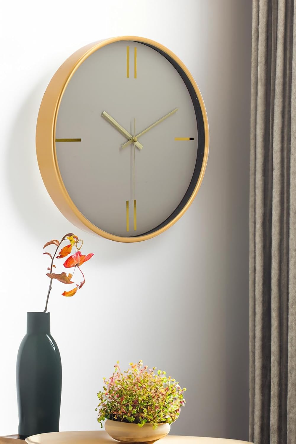 EMORES 30 cm Real Glass Flowing Second Silent Mechanism Wall Clock