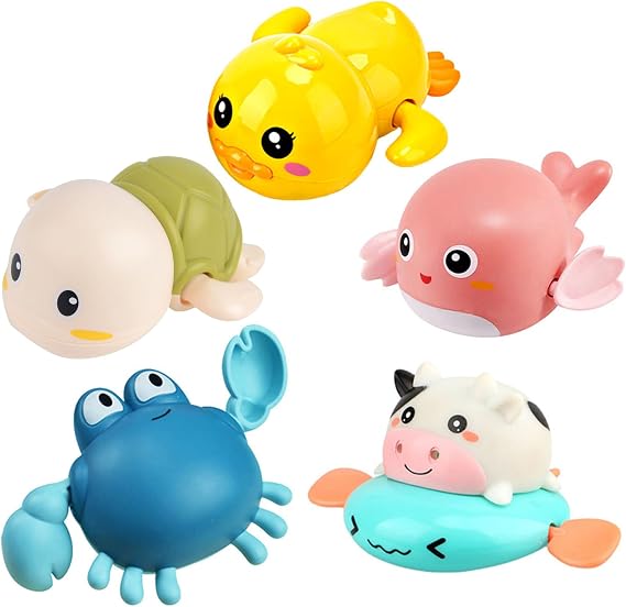 Bath Toy,Cute Animal Clockwork Bathtub Swimming Pool Toy | Baby Bath Toys for Toddlers 1-3, Boys & Girls Water Bath Toy Set,5 Pack
