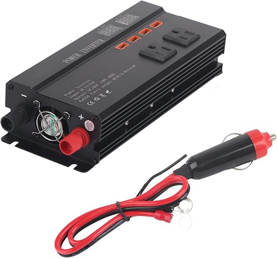 Dc to Ac Inverter-Dc to Ac Inverter - Power Inverter 12V DC to 110V AC-6000W AC Car Converter USB Charger Adapter with LCD Display for RV Trucks Boats and Emergency
