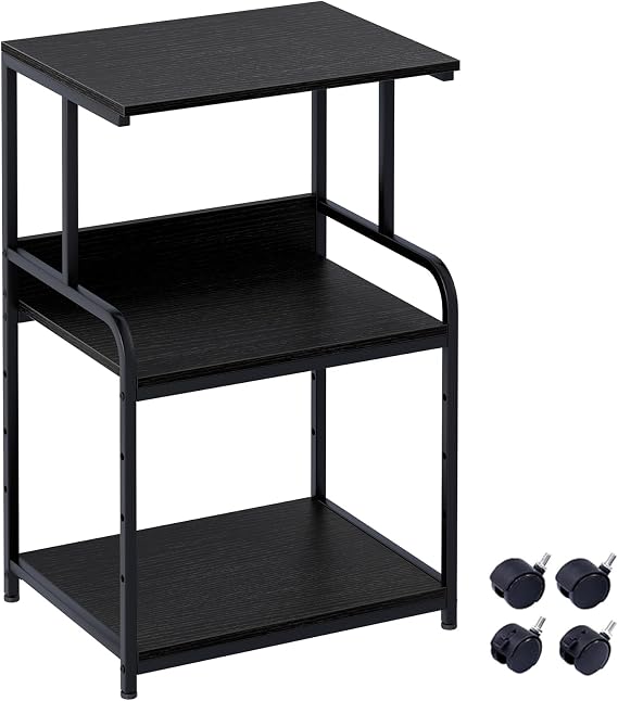 3-Level Printer Table with Wheels 3D Printer Table Printer Shelf Black
