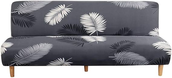 TOPCHANCES Armless Sofa Bed Cover,Stretch Plush Futon Cover Fitted Full Folding Sofa Slipcover Without Armrests Removable Furniture Cover Protector with Elastic Bottom for Living Dining Room Pets