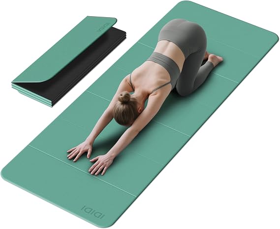 Extra Thick & Large Foldable Yoga (74" x 31.5" x 0.32"), Double-Sided Non Slip & Lightweight Fitness Mat, 8mm Thick Wide Exercise Mats for Woman Man Kids, Portable Workout Mats for Travel, Studio or