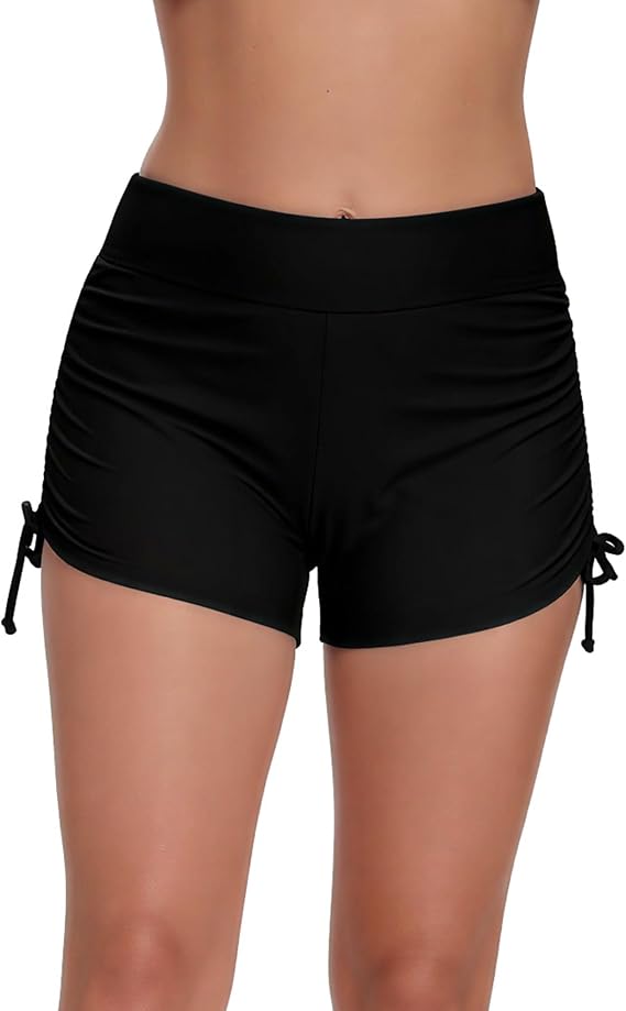 Halcurt Women's High Waisted Swim Board Shorts Bikini Bottoms