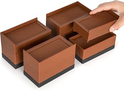 Bed Risers Heavy Duty Adjustable Furniture Risers 3 Inches for Bed Frame, Sofa, Table, Desk Leg, Bed Lifts Risers Up to 10,000 LBs Set of 4, Brown