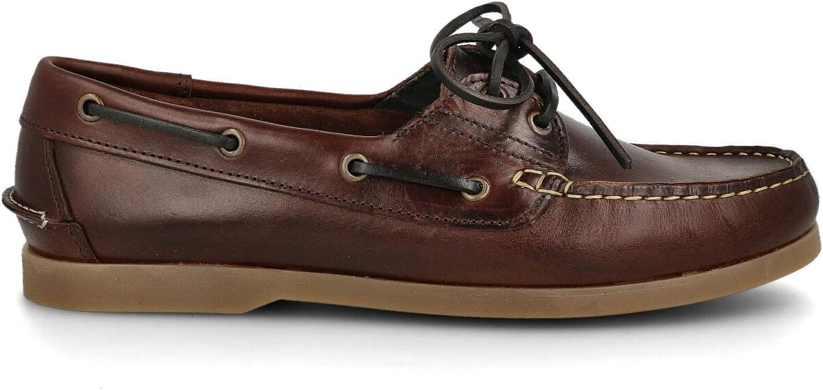 Men's Boat Shoes Sailing Shoes Moccasins Made of Seahorse Oiled Leather 2 Eye Classic Lace Docksides. Multi-coloured Rubber Sole. Leather Laces and Fastening. Colours Brown Blue and Black