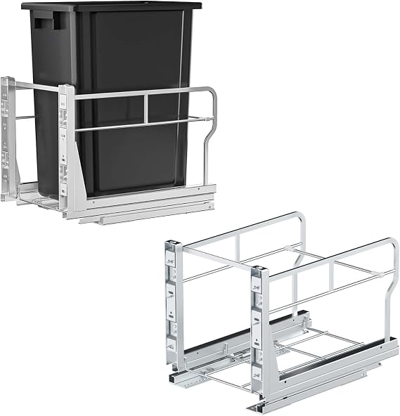 Insputer 8 Gal Pull Out Trash Can Under Cabinet & Pull Out Trash Can Shelf