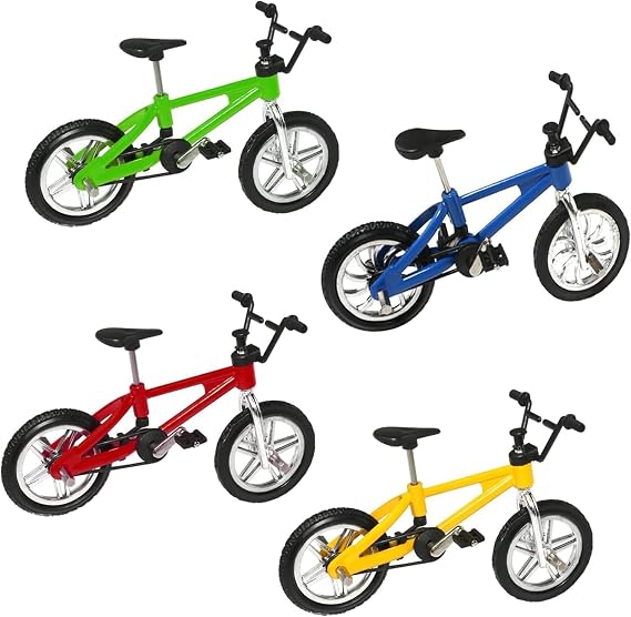 4 Pcs Finger Bike, Finger Toy Bikes, Mini Bmx Simulation Finger Mountain Bike, Miniature Bicycle Model Collections Decoration, 4 Colors