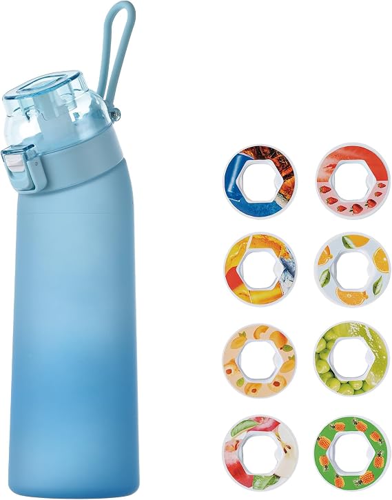 Fruit Fragrance Water Bottle, 23.7 fl oz 700 ml, 2025 New Model, Water Bottle with 8 Flavor Pods, BPA Free Sports Air Water Up Bottle, Tritan Material, Airtight, Leak Proof, Reliable