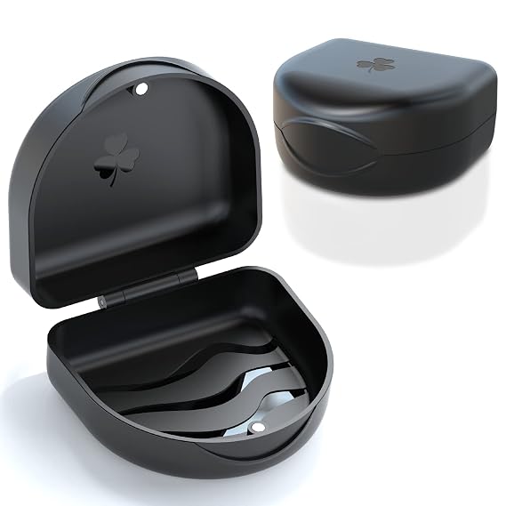 2 PCS Retainer Cases, Solid Orthodontic Retainer Cases. (Black)