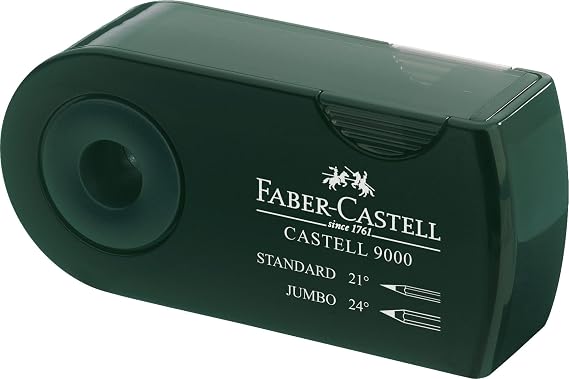 Faber-Castell F582800 Double Hole Sharpener Green | Pencil sharpener for thick and thin colored pencils and pencils