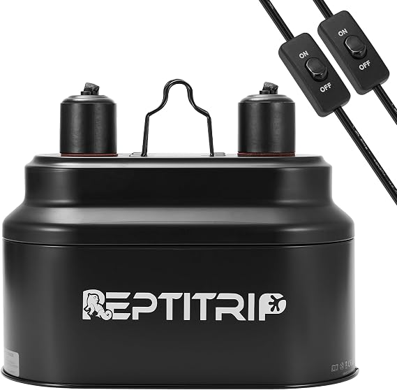 Dual Reptile Light Fixture with Switches, Reptile Heat Lamp Fixture, Reptiles Terrarium UVB Bulb Fixture for Bearded Dragon, Max 160W Each Bulb Not Included