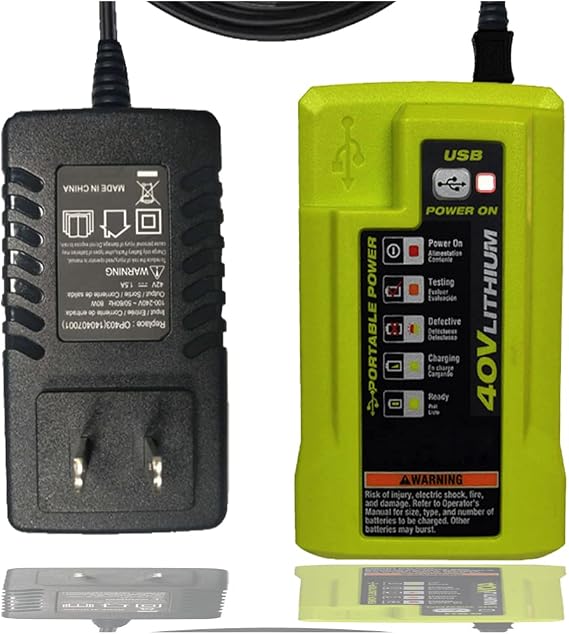 OP403 40V Lithium Battery Charger Replace Ryobi OP403 OP404 W/USB Plug in to Charge OP4015 OP40201 OP4026 OP4026A OP4030 OP40301 OP4040 OP4060 OP4060A OP40601 OP4050 OP4050A ...