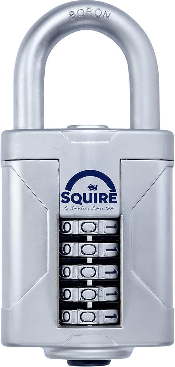 Squire Heavy Duty Padlock (Vulcan Combi 60) - Toughest Open Shackle - 5 Wheel Vulcan Padlock - Steel Cast Alloy for Corrosion Resistance - Weatherproof Lock for Home, School & Shed (Blue, 2.36")