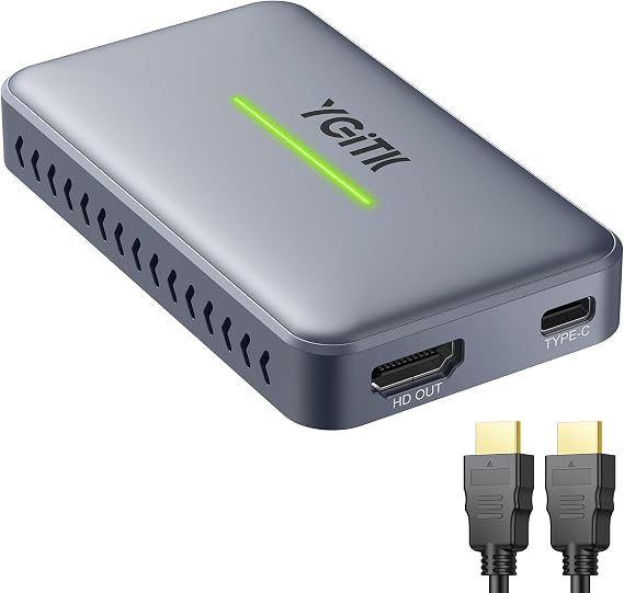 4K HDMI Capture Card, USB 3.0 Game Video Recorder with RGB Indicator | Capture up to 4K30, 1440p60 or 1080p120 with 4K60 loop-out, low latency, mic/line input and plug-and-play setup.