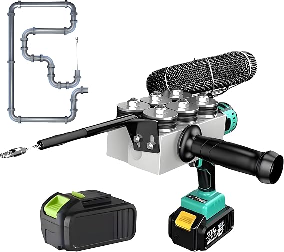 Electrician Wire Pulling Threader Dark Pipe Automatic Threading Machine Dark Wire Portable Electric Pulling Tool Lithium Threading with LED Lights 1*Battery