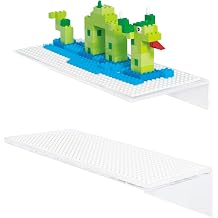 Play Platoon Building Brick Display Shelves 2 Pack Minifigure Display Case Shelf - 12x5 Inch Acrylic Wall Mount Shelf for Wall, Compatible with Lego, Megablox, and Other Major Brands - White