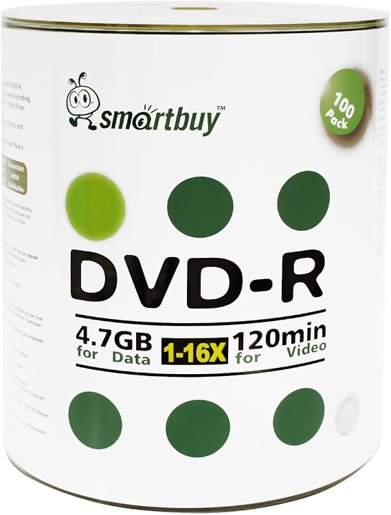 Smart Buy 100 Pack DVD-R 4.7gb 16x Logo Top Blank Disc, 100 Disc 100pk
