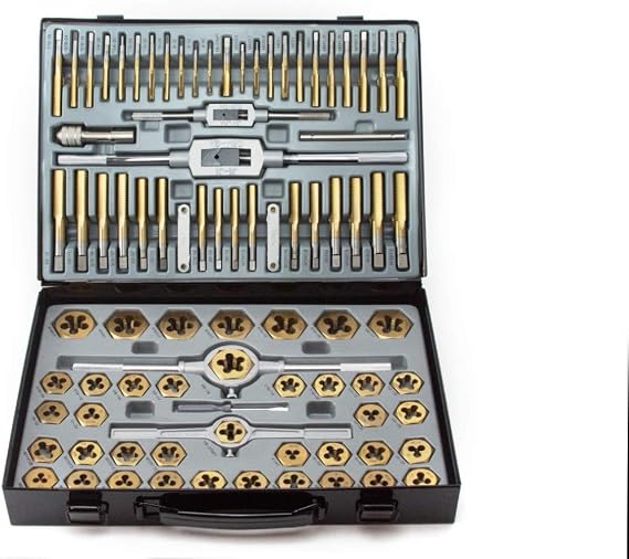 VCT 86pc Tap and Die Combination Set Tungsten Bearing Steel Titanium Coated SAE AND METRIC Tool