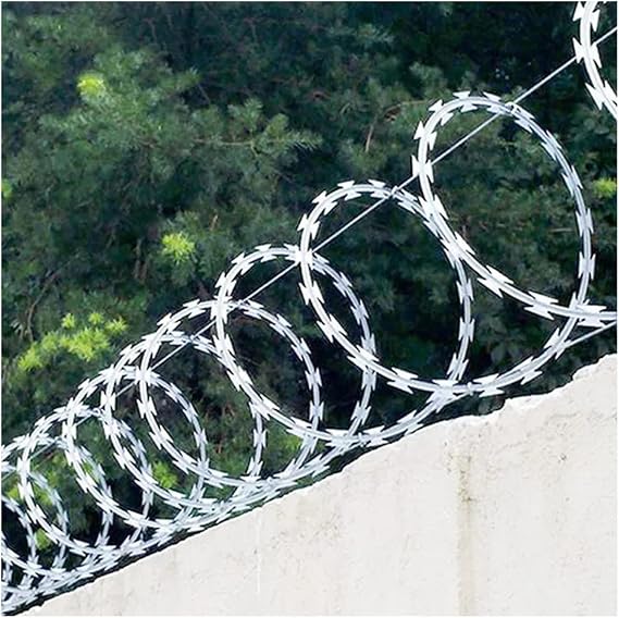 Razor Wire for Wire Fencing - Helical Wire Roll - Galvanized Steel Wire Alternative to Barbed Wire and Concertina Wire - Outdoor Garden Protection (Color : Silver, Size : 5m)