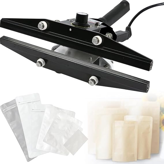 Portable Crimp Heat Sealer,Hand Held Crimp Sealer, Portable Hand Crimper Sealer,Heat Seal Bag Sealer Sealing Machine,Crimp Heat Sealer for Mylar Bags Aluminum,600mm