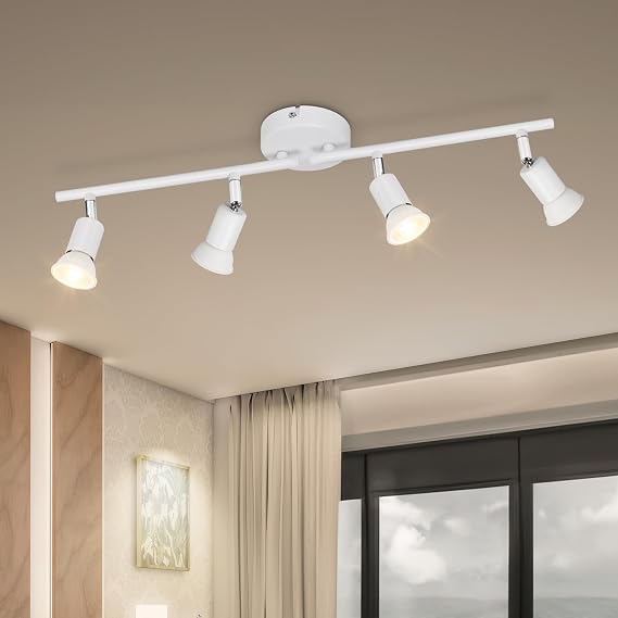 GU10 LED Ceiling Spotlight 4 Way White Adjustable 350°