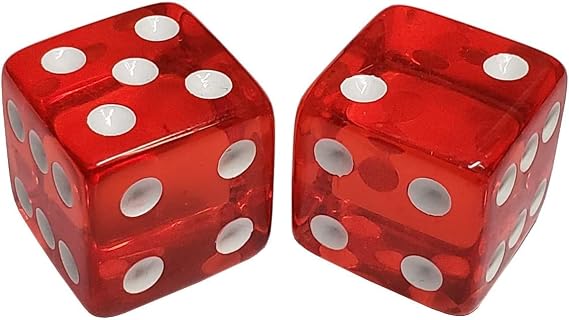 Large 3/4" Red Transparent Dice Pair