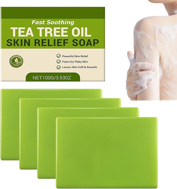 Tea Tree Oil Soap Bar, Tea Tree Body Wash, Olive Oil Soap, Turmeric Soaps Bar, Exfoliating Soaps Bars with Coconut Oils, Odor Control & Refreshing Cleanse, Sweat Removal & Soothes Skin (4)