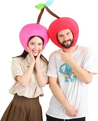 TINAYAUE Cute Plush Costume Hat Cherry Pear Fruit Soccer Basketball Sports Ball Shape Dress Up Cosplay Party Funny Hat Prop