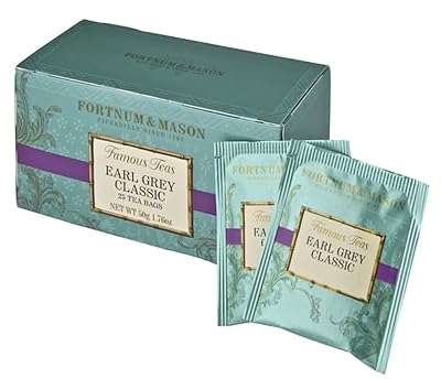 Fortnum and Mason British Tea, Green Tea Earl Grey Classic, 25 Count Tea Bags 1 Pack