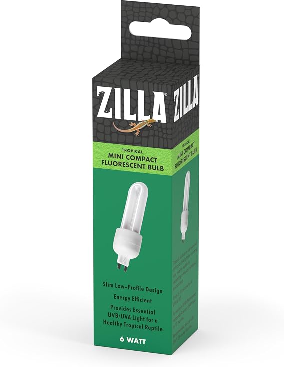 Zilla Mini Compact Fluorescent Bulbs Tropical | Uva uvb reptile light bulb, G9-socket, 6 watts for low profile fixtures