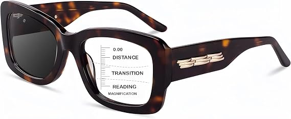 Progressive Multifocal Reading Glasses Women,Photochromic Gray Sunglasses