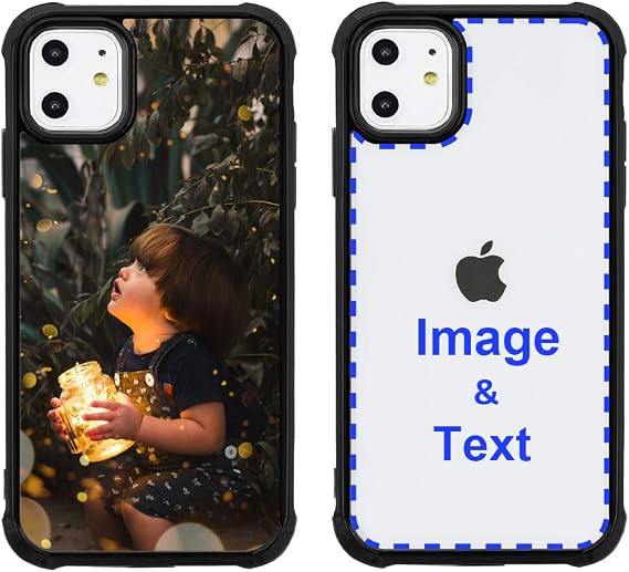 Custom Phone Case for Apple iPhone 11, Customized Personalized with Photo Image Text Picture Design Cases Cover [Soft TPU Bumper + Clear Hard PC Back] (PHT-BK-P1)