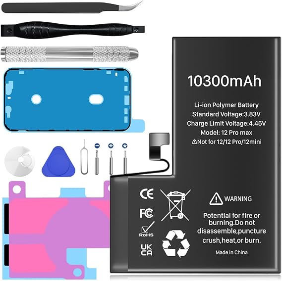 [10300mAh] Battery for iPhone 12 Pro Max, Upgraded Higher Capacity Battery Replacement for iPhone 12 Pro Max A2410 A2411 A2412 A2342 with Repair Tools Kit