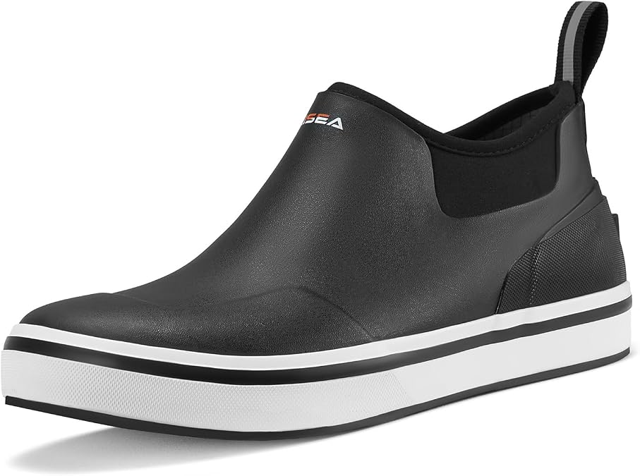 HISEA Men's Deck Boots, Waterproof Ankle Rain Boots for Fishing and Garden
