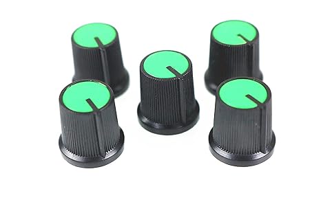 10 Pcs 6mm Shaft Hole Dia Threaded Knurled Potentiometer Green Knobs Caps