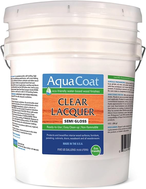 Water Based Lacquer, Semi-Gloss, 5-Gallon