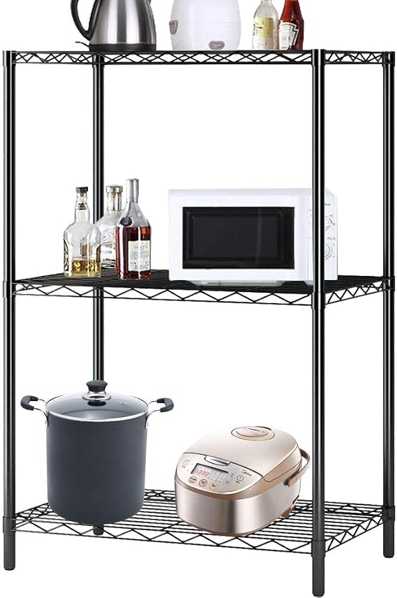 Storage Shelves Metal Wire Shelving Unit NSF Heavy Duty 3-Tier Height Adjustable Utility Steel Garage Shelving with Leveling Feet 23"L x 13"W x 30"H Sturdy Shelf Organizer Rack for Kitchen, Office