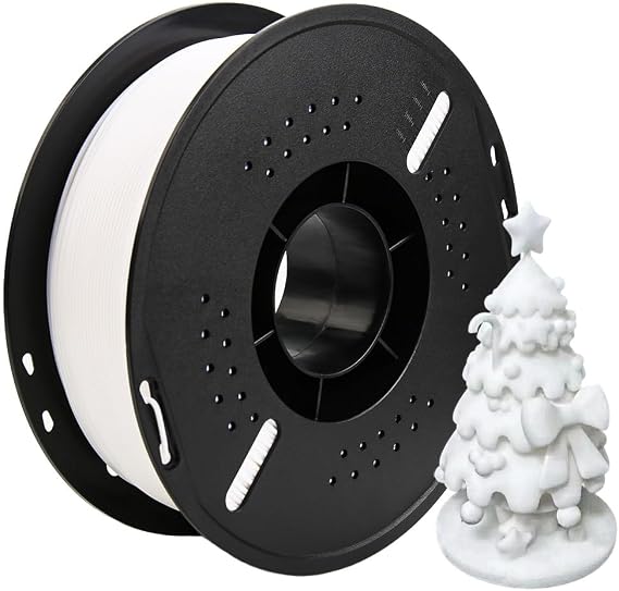 PLA 3D Printer Filament Pla Filament 1.75mm, 3D Printing Filament 1.75mm with No-Tangling, 3D Printer Filament Bundle Accuracy +/- 0.02mm, 1kg Spool (2.2lbs) for Most FDM 3D Printers,White Pla