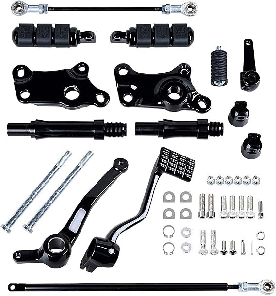 Compatible with Harley Sportster XL 883 1200 Forward Controls Pegs Levers Linkage Kit (1991-2003, Black)