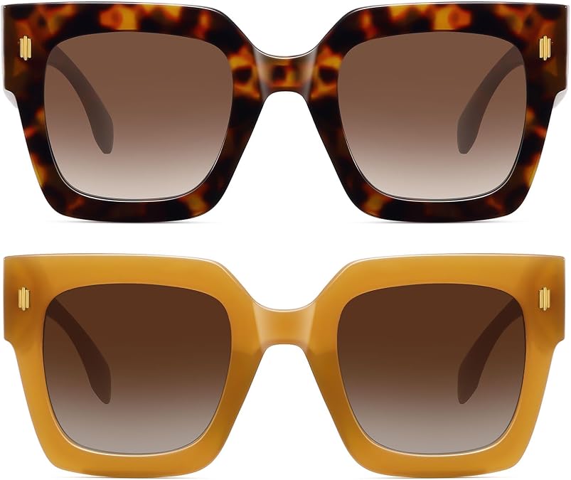 STORYCOAST Retro Square Sunglasses for Women Men Trendy Oversized Sunnies Big Shades