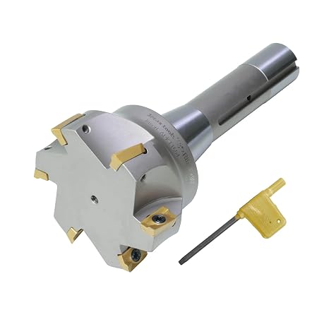 R8 Shank Indexable 3" End Mill, 3" Diameter 90 Degree High Speed Milling Cutter with Replaceable Carbide Insert