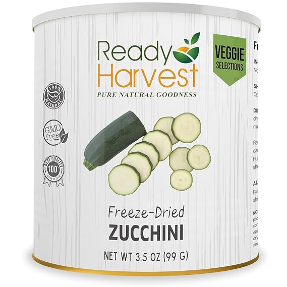 Ready Harvest Freeze Dried Food - Zucchini | Emergency Vegetables | Canned Alternative | #10 Can | 25-Year Shelf Life | Cans Filled to the Top