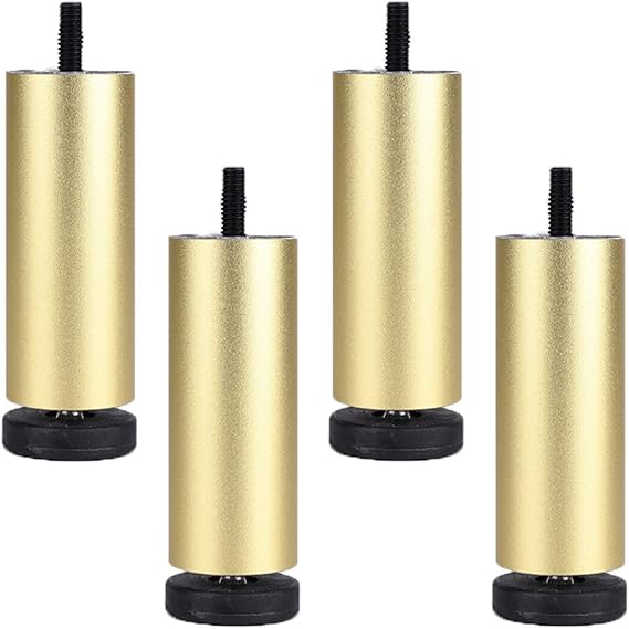4 Pieces Furniture Legs,Adjustable Table Feet,Heavy-Duty Support Legs for Beds,Cabinets,Coffee Tables,Stable Metal Sofa Feet,with M8 Bolts,Gold-10cm/4in